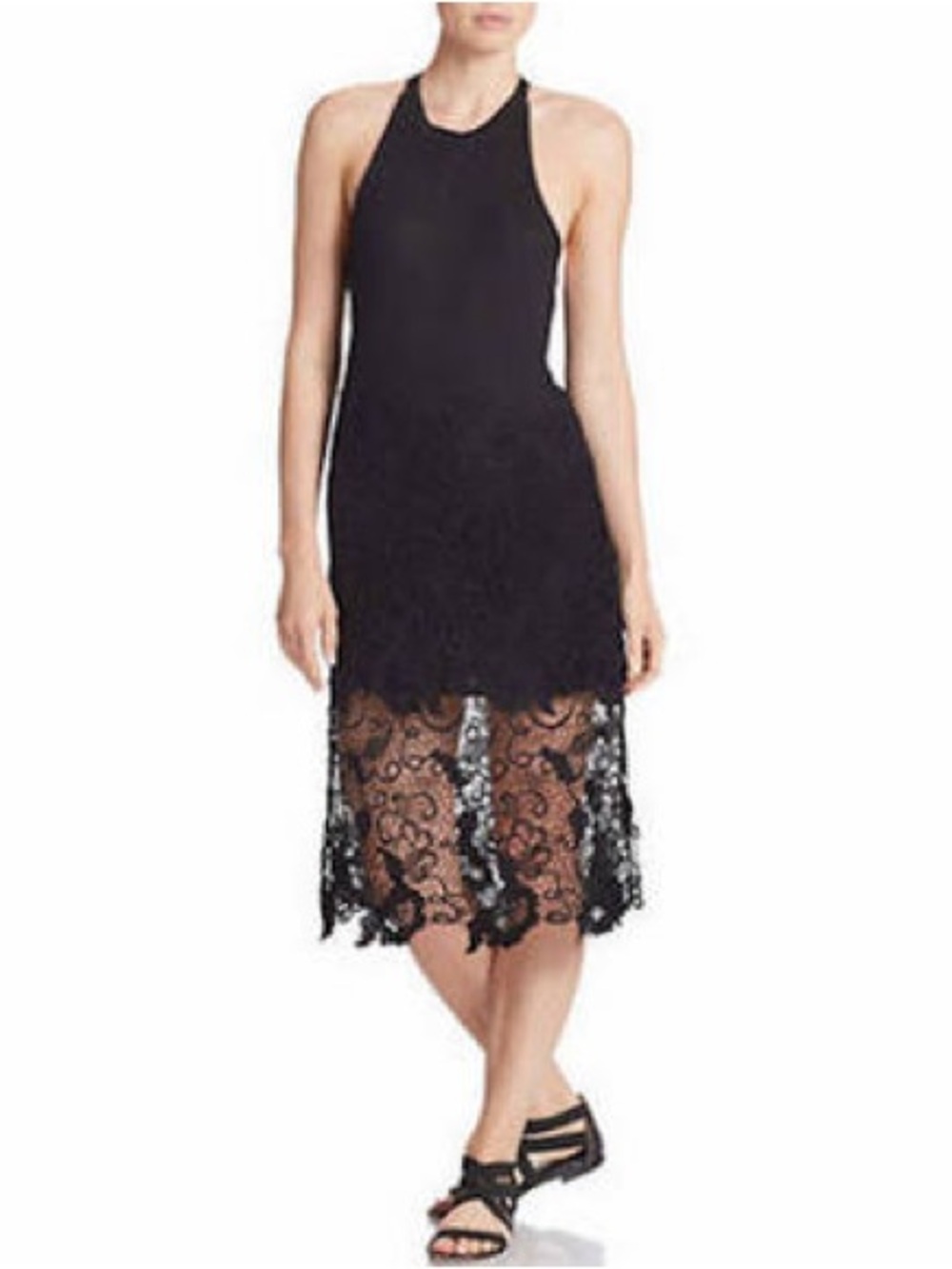 NEW Free People Nora Black Crochet Sleeveless Dress Festival Beach Boho